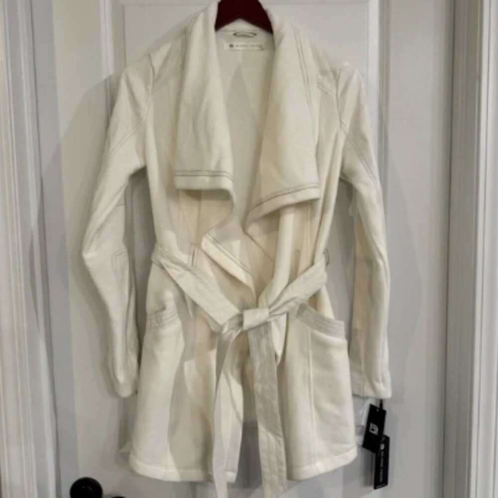 Blanc Noir Drape Velour Jacket in Off White